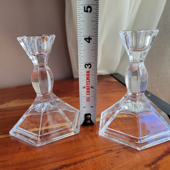 24% Full Lead Crystal Candlesticks Set of 2 USA Made Candle Holders Vintage 4" H - Picture 3 of 9